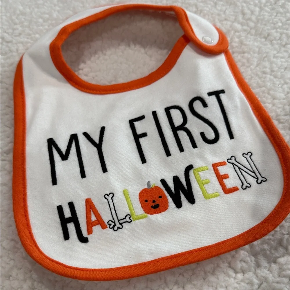Carter's Festive Holiday Bib Set - Orange and Brown. Set of 2